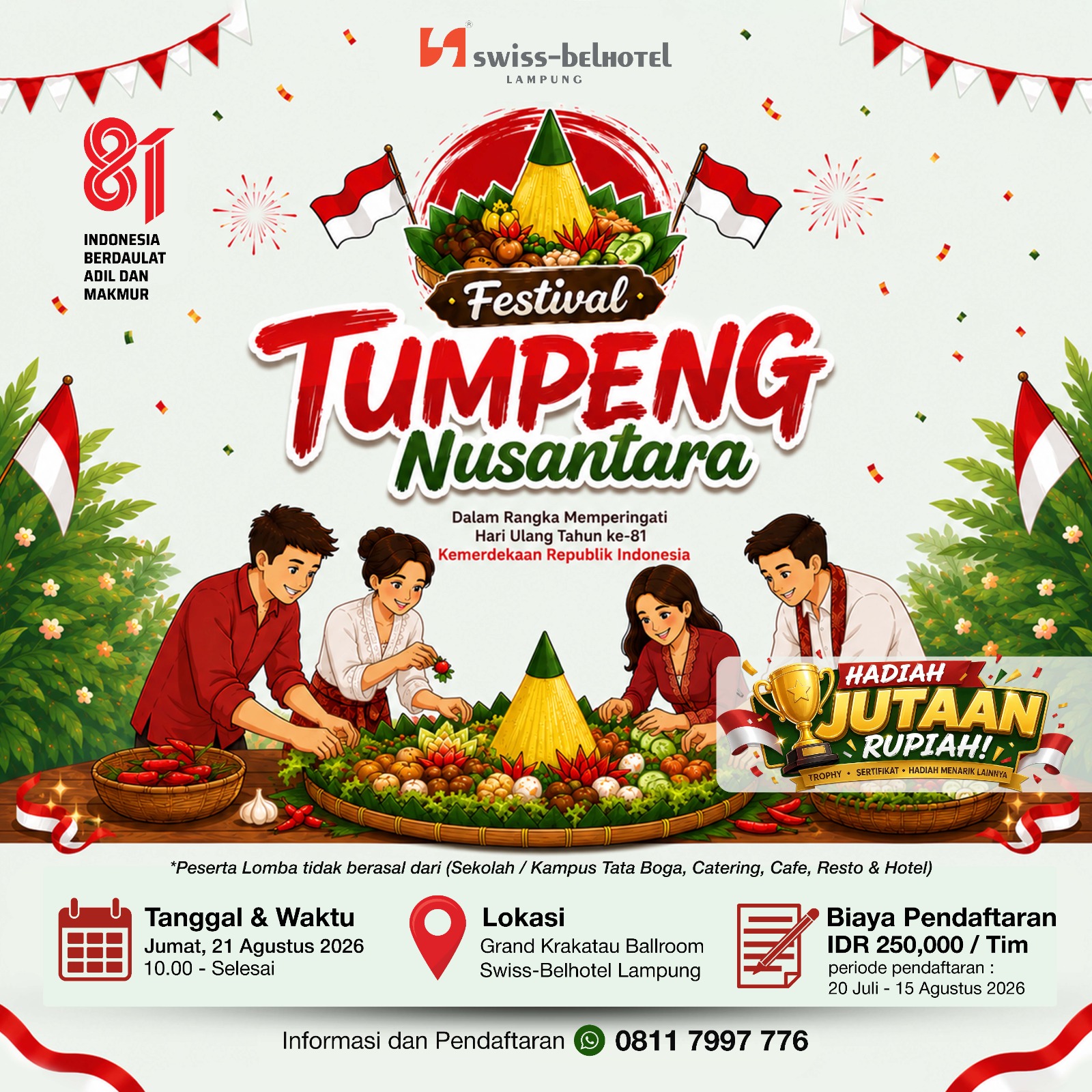 Swiss-Belhotel Lampung Gelar Festival Tumpeng Nusantara 2026 untuk Semarakkan HUT Ke-81 RI