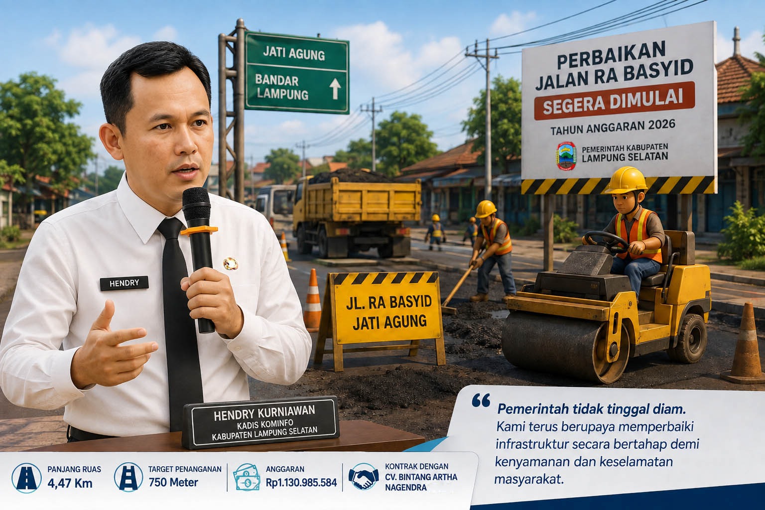 Perbaikan Jalan RA Basyid Segera Dimulai, Pemkab Lampung Selatan Pastikan Mobilitas Warga Lebih Aman dan Nyaman