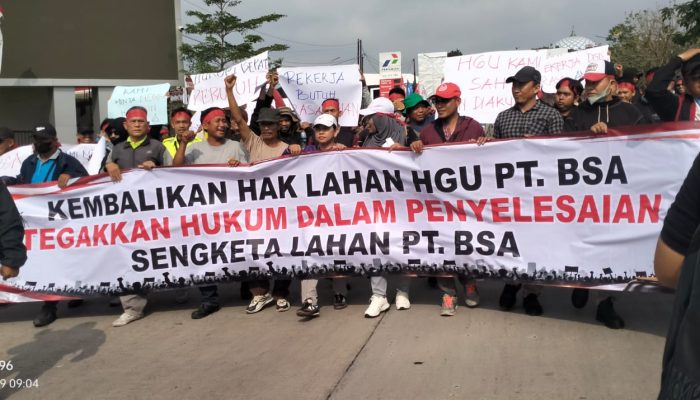 Ribuan Karyawan PT BSA Geruduk Polda Lampung, Tuntut Pelaku Pembakaran Segera Ditangkap