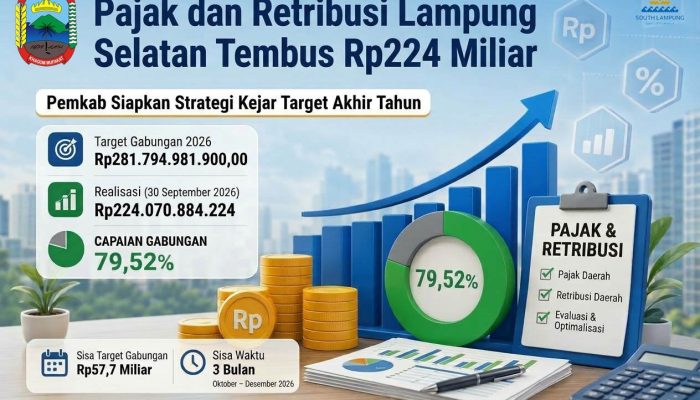 Pajak dan Retribusi Lampung Selatan Tembus Rp224 Miliar, Pemkab Siapkan Strategi Kejar Target Akhir Tahun